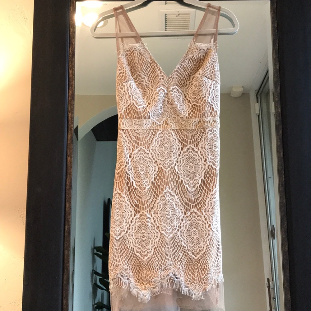 Cream and White Lace Dress